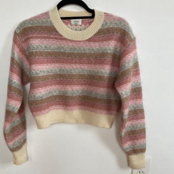 Aritzia Wilfred Cadence Soft Pastel Striped Mohair Blend Sweater (size XXS) - Picture 4 of 11